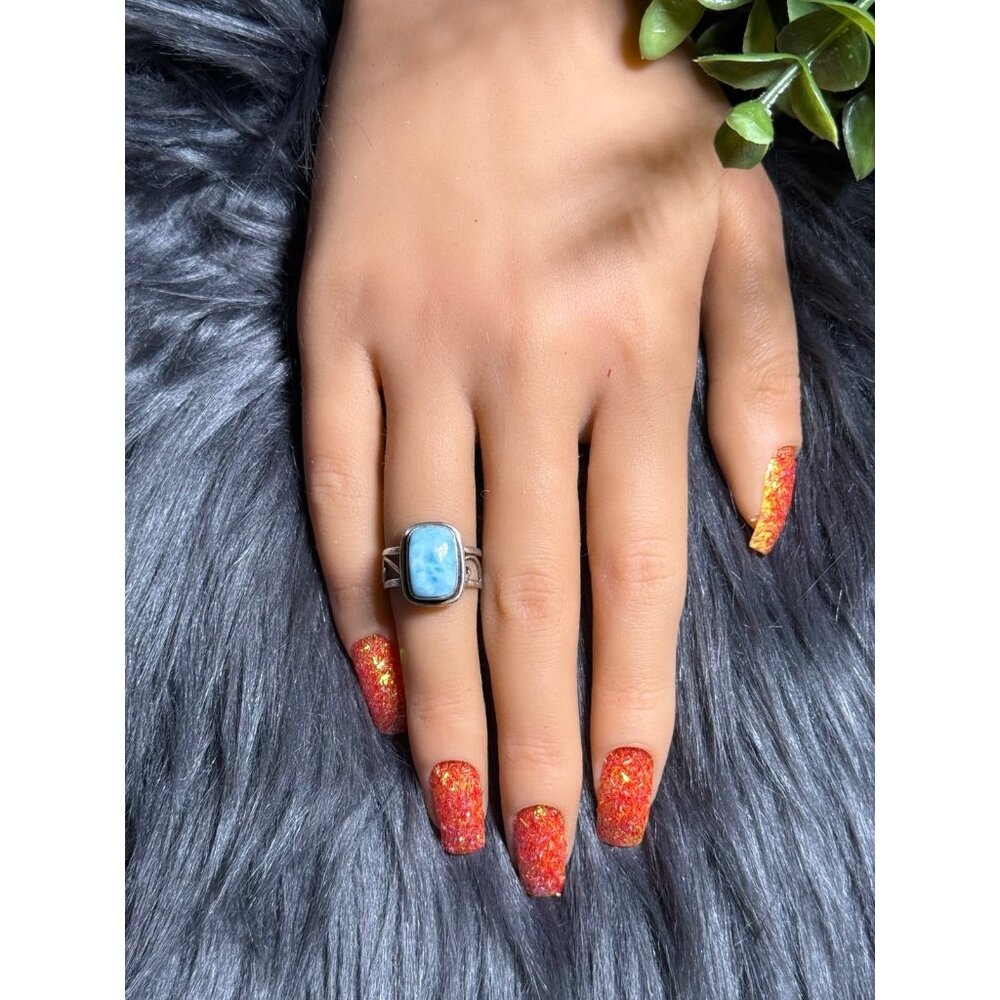 Silver 925 Larimar Ring - image 8